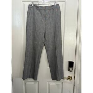 Anne Klein Gray Plaid Print Flat Front Mid Rise Straight Dress Pants Size 12